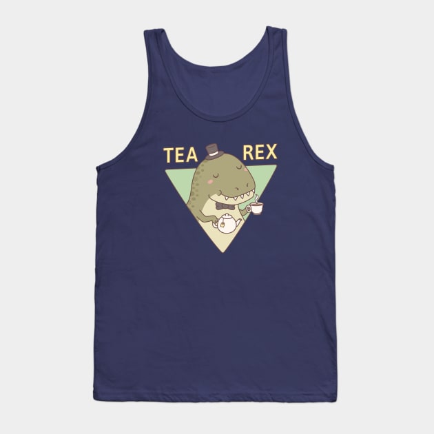 Cute Dinosaur Tea Rex Trex Pun Tank Top by rustydoodle